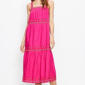 LOFT Southwest Sleeveless Maxi Dress Boho Aztec Style Embroidered M